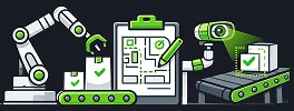 Robotics, vision, and conveyor setup planning