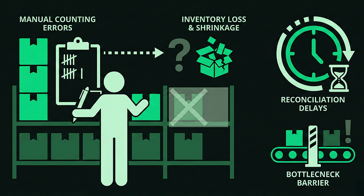 Illustration of the manual inventory tracking problem