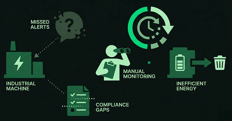 Illustration showing the problem of manual monitoring and compliance risks